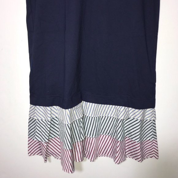 Halogen Navy Multi Stripe Ruffle Hem Knit Dress - Picture 4 of 7